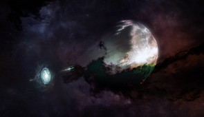 In a first for radio astronomy, scientists have detected millimeter-wavelength light from a short-duration gamma-ray burst. This artist's conception shows the merger between a neutron star and another star (seen as a disk, lower left) which caused an explosion resulting in the short-duration gamma-ray burst, GRB 211106A (white jet, middle), and left behind what scientists now know to be one of the most luminous afterglows on record (semi-spherical shock wave mid-right). While dust in the host galaxy obscured most of the visible light (shown as colors), millimeter light from the event (depicted in green) was able to escape and reach the Atacama Large Millimeter/submillimeter Array (ALMA), giving scientists an unprecedented view of this cosmic explosion. From the study, the team confirmed that GRB 211106A is one of the most energetic short-duration GRBs ever observed.
Credit: ALMA (ESO/NAOJ/NRAO), M. Weiss (NRAO/AUI/NSF)